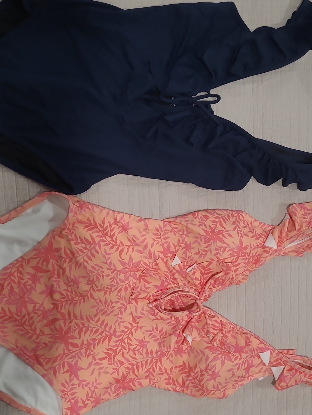 LOFT Navy One-Piece & LOFT Coral Leaf Print One-Piece